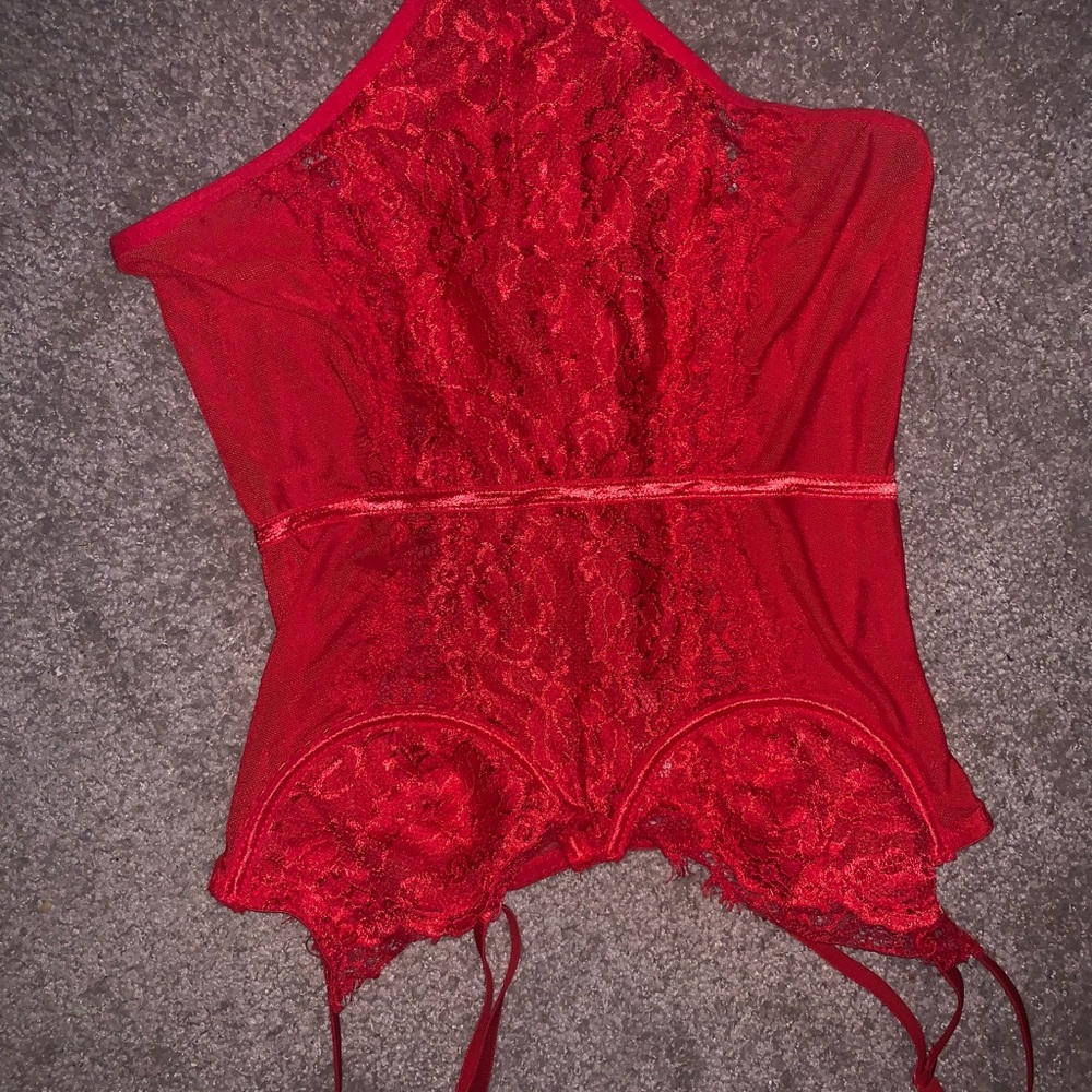 Red lingerie bodysuit